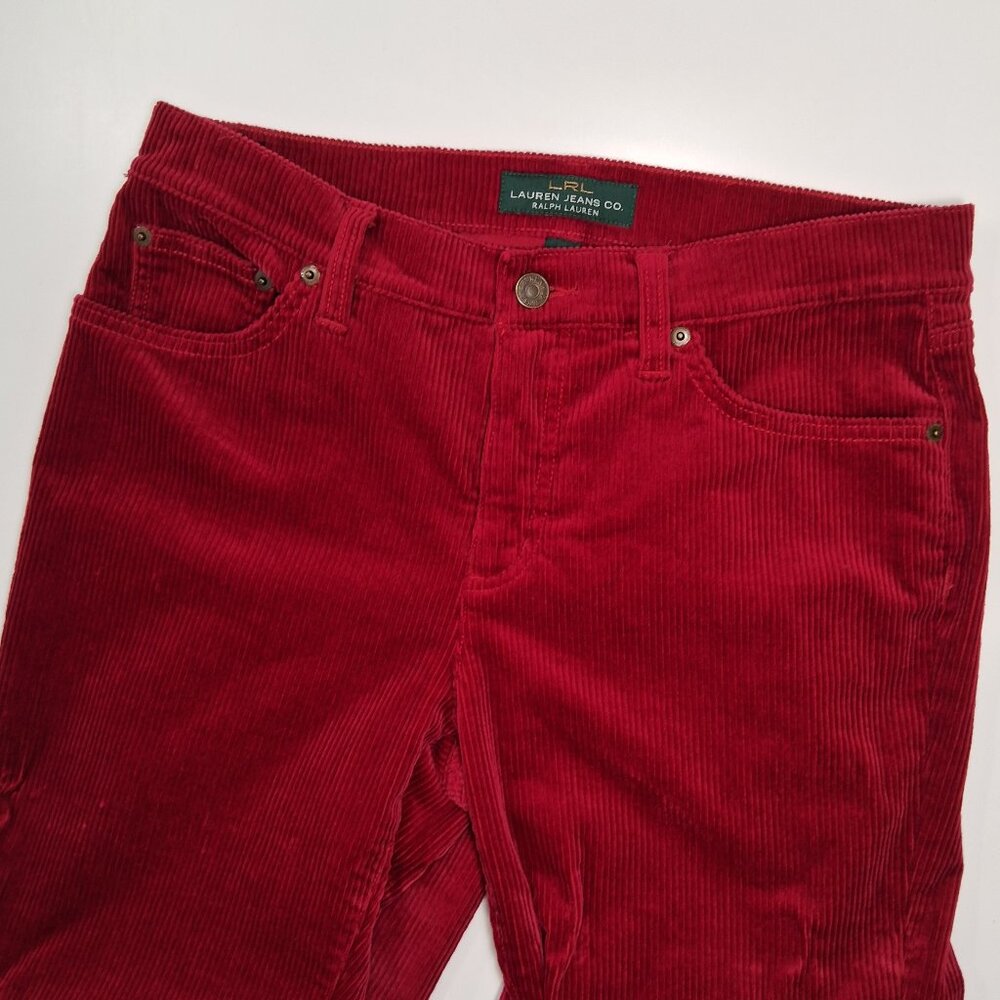 Lauren Ralph Lauren Deep Red Corduroy Straight-Leg Pants